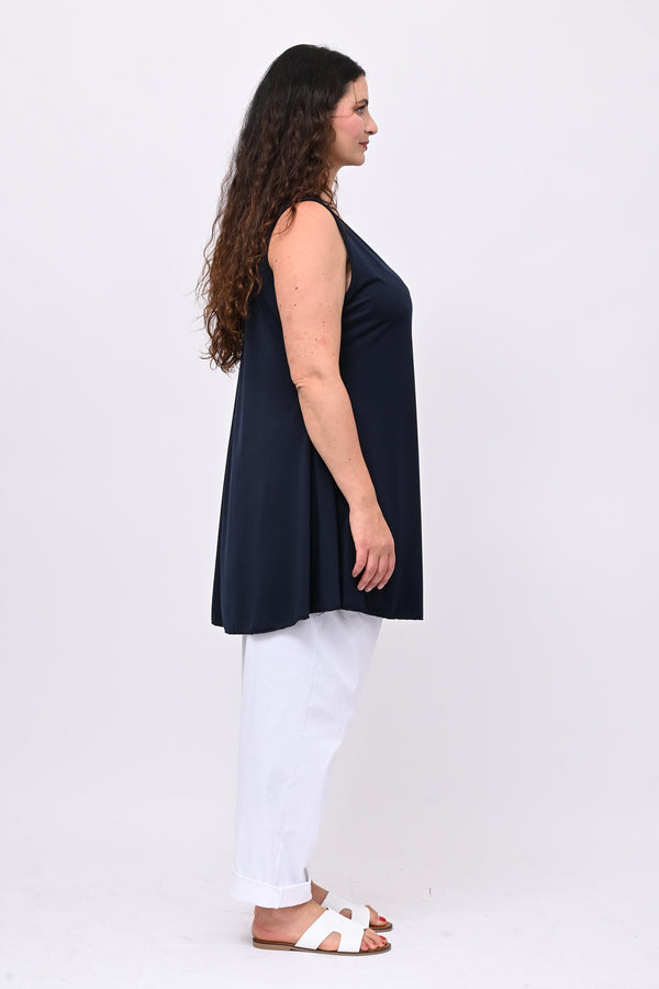 Canotta spalla larga liscia - Blu