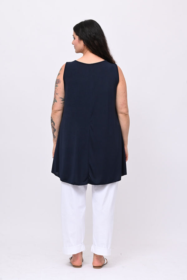 Canotta spalla larga liscia - Blu