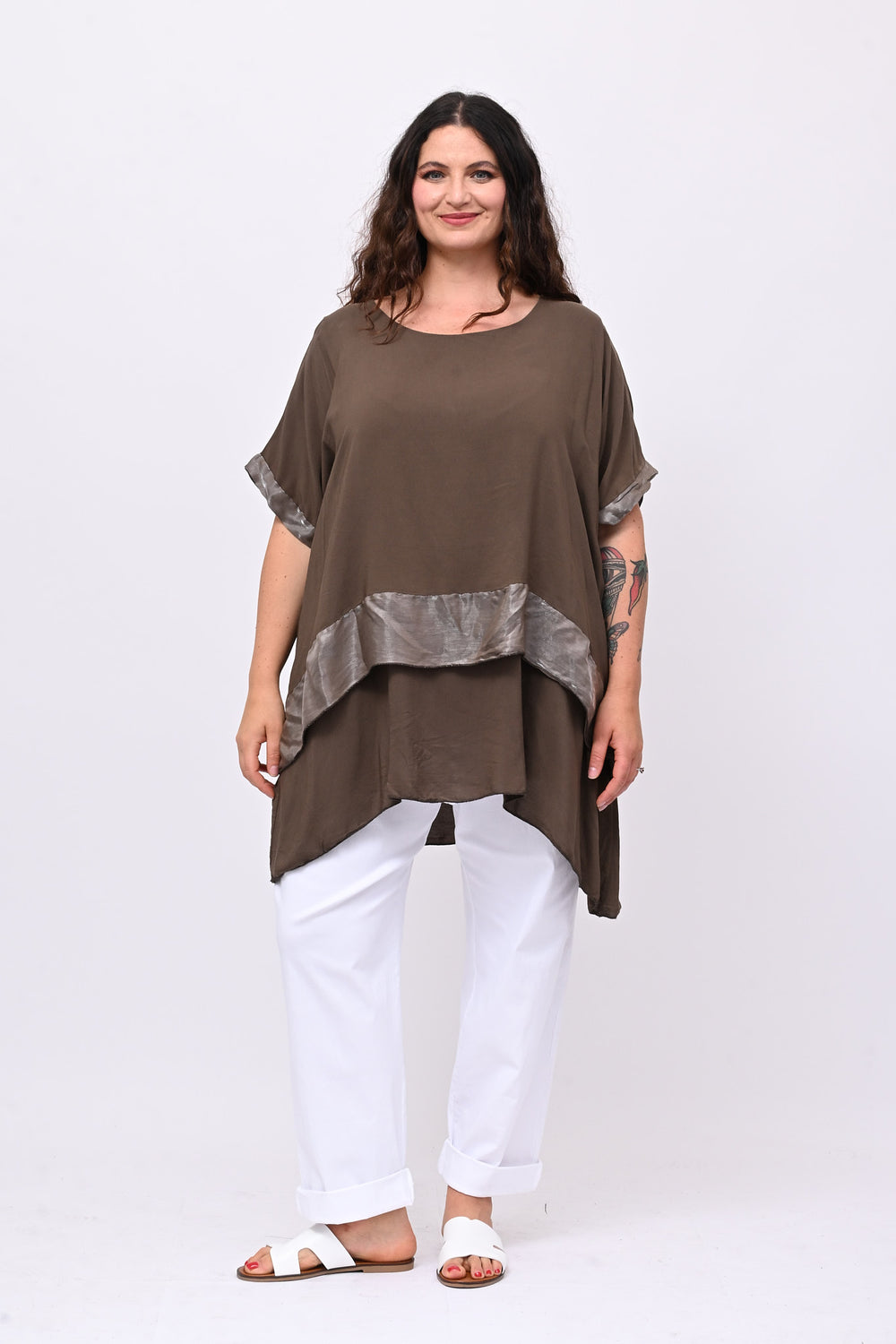 Blusa balza cangiante - Moro