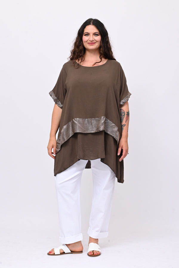 Blusa balza cangiante - Moro