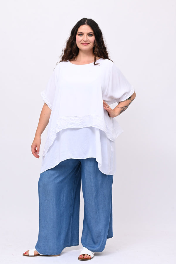 Pantapalazzo chambrie cinta - Jeans medio