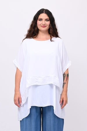 Blusa balza cangiante - Bianco