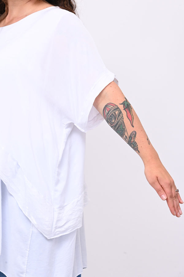 Blusa balza cangiante - Bianco