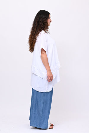 Blusa balza cangiante - Bianco