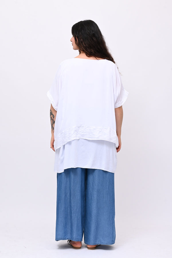 Pantapalazzo chambrie cinta - Jeans medio