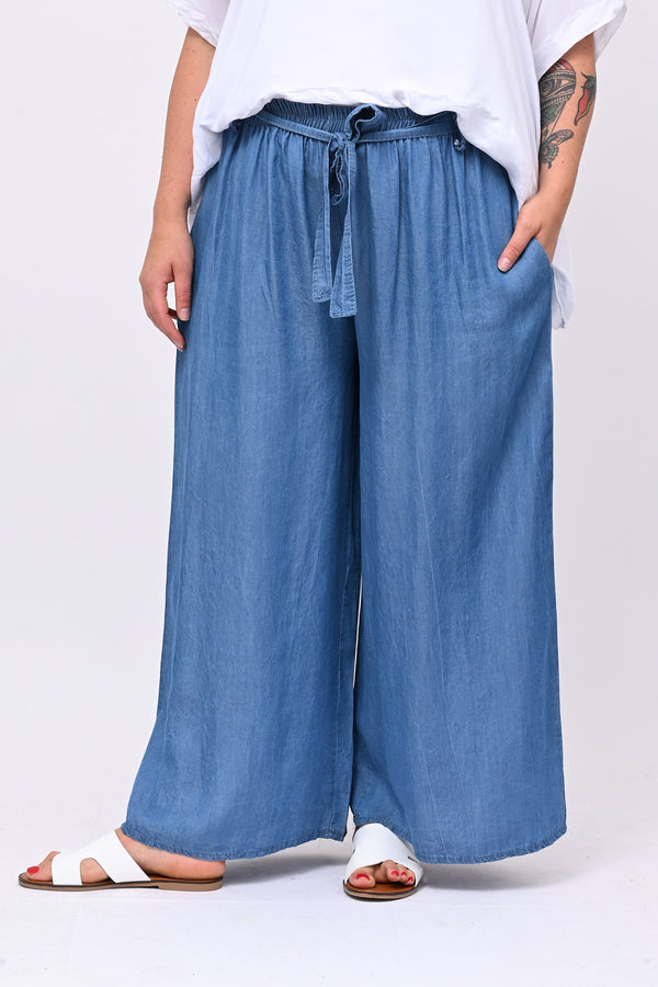 Pantapalazzo chambrie cinta - Jeans medio