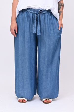 Pantapalazzo chambrie cinta - Jeans medio