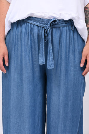 Pantapalazzo chambrie cinta - Jeans medio