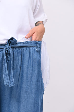 Pantapalazzo chambrie cinta - Jeans medio