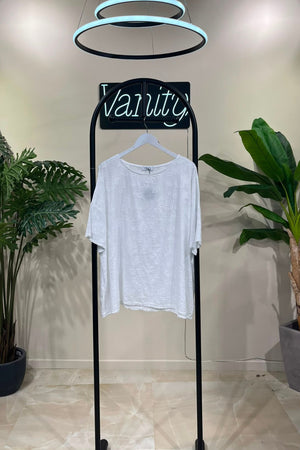 Blusa garza fiori - Bianco