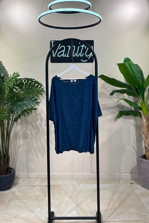 Blusa garza fiori - Blu