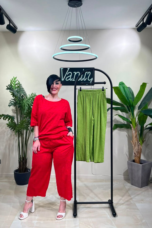 Pantalone garza fiori - Rosso