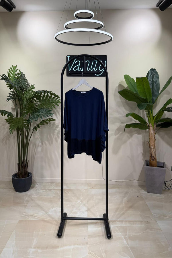 Maxi maglia bordo raso - Blu