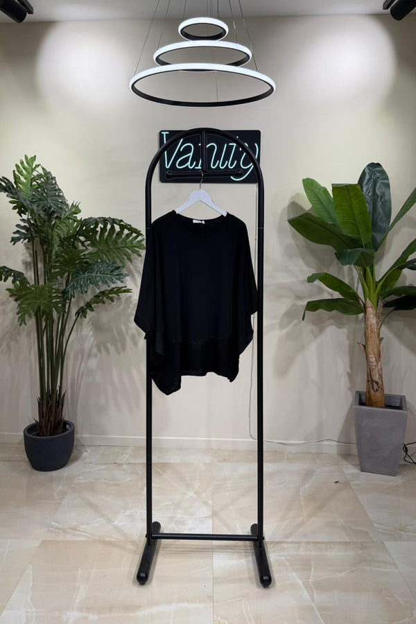 Maxi maglia bordo raso - Nero