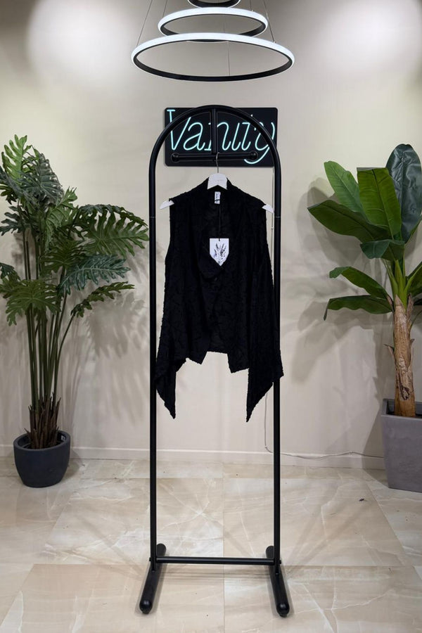 Gilet punte ricamato - Nero