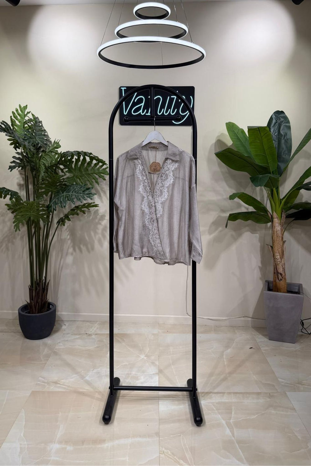 Blusa incrocio merletto - Fango