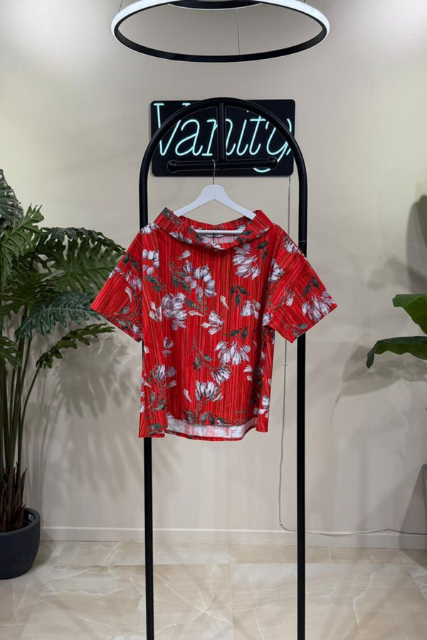 Blusa mussola loto - Rosso