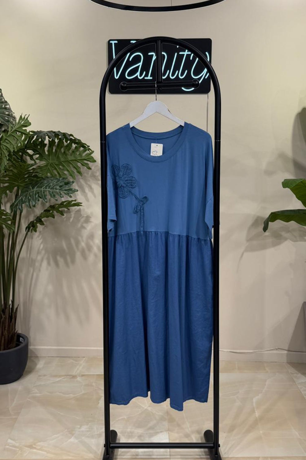 Abito ricamo fiore - Jeans