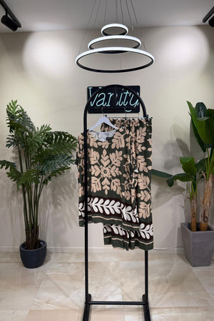 Completo viscosa maxi fiore - Militare