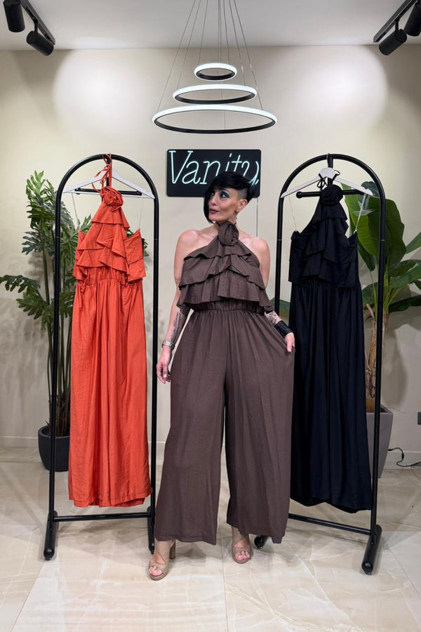 Jumpsuit rouches fiore - Coccio