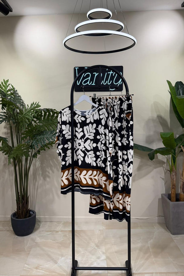 Completo viscosa maxi fiore - Nero