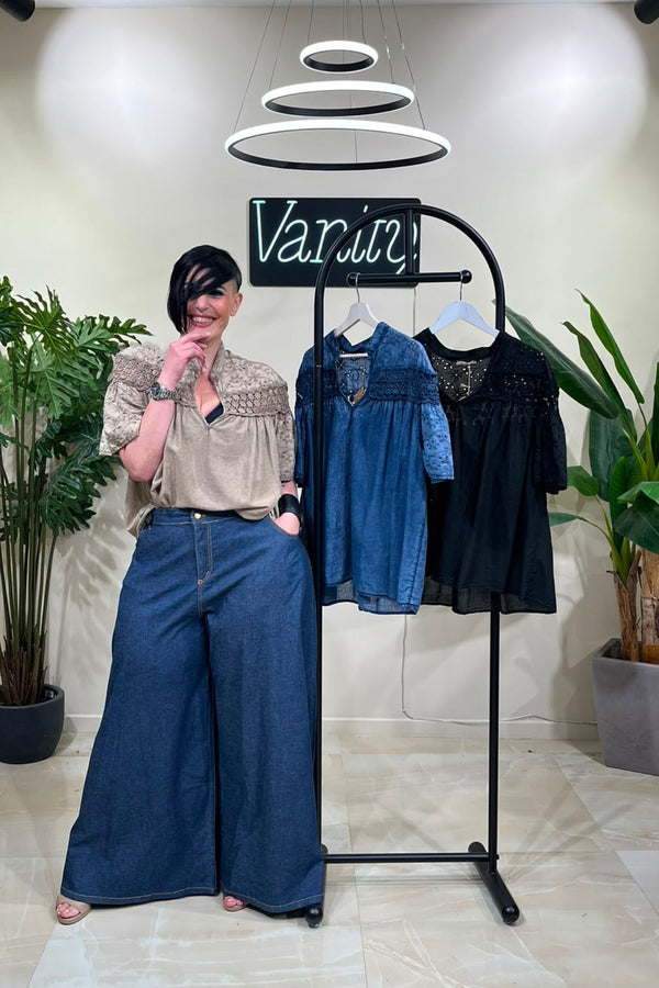 Blusa sangallo coreana - JEANS