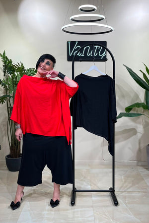 Blusa over chantung - ROSSO