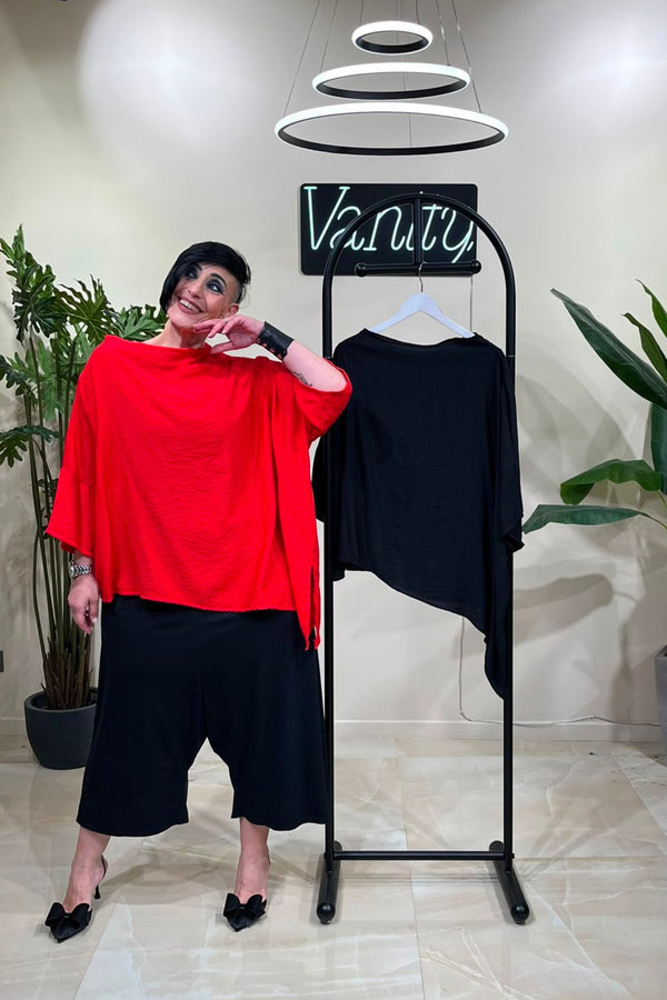Blusa over chantung - NERO