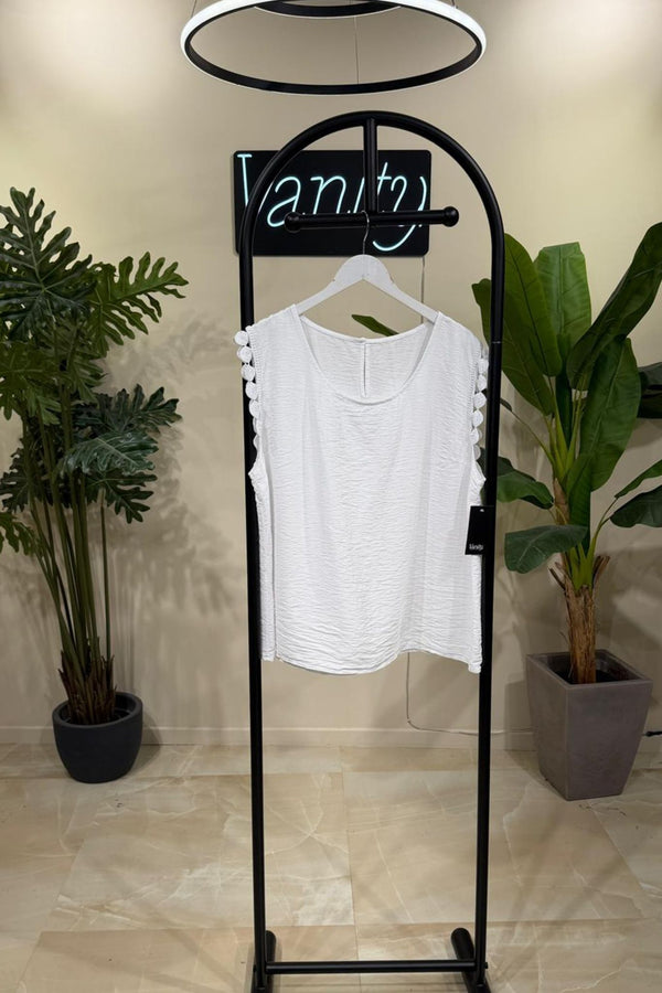 Top garza rombi - BIANCO