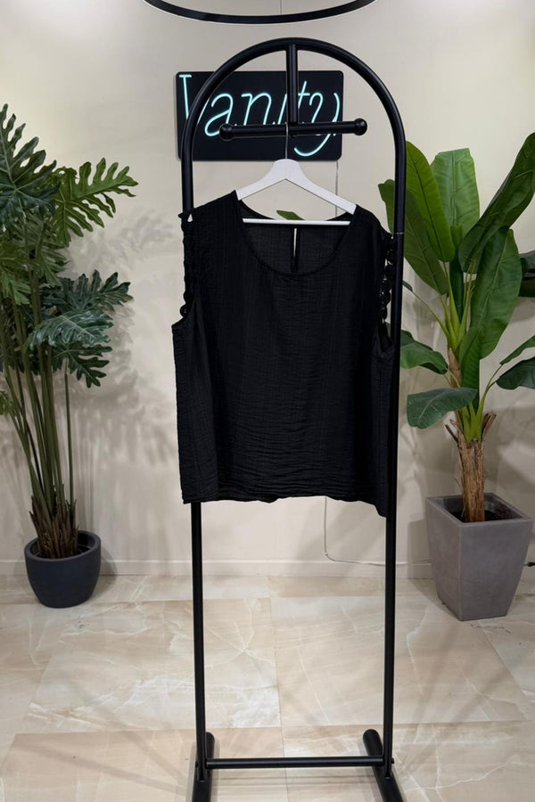 Top garza rombi - NERO