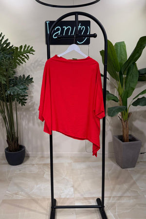 Blusa over chantung - ROSSO