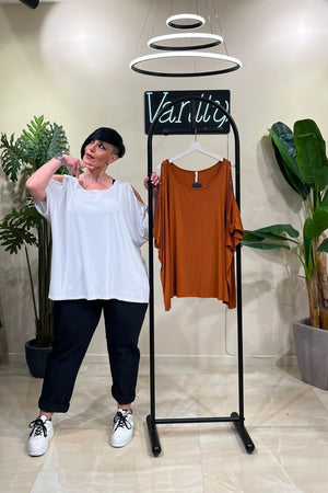 Maglia strass spalle scoperte - Coccio