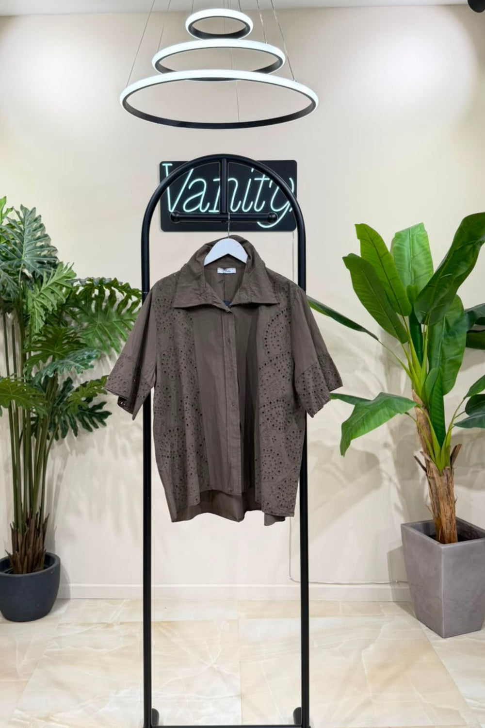 Camicia inserto sangallo - Moro