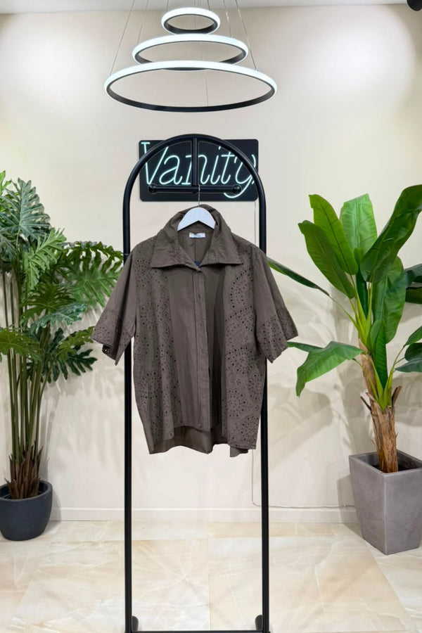 Camicia inserto sangallo - Moro