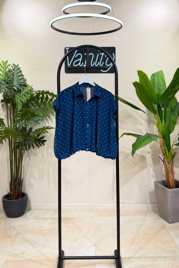 Camicia pois anni '80 - Blu