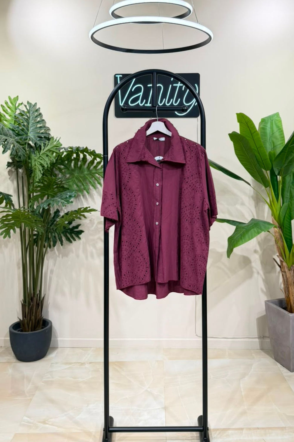 Camicia inserto sangallo - Vino