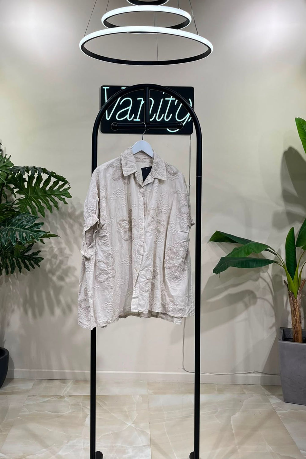 Camicia fiori rilievo - Burro