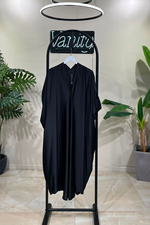 Maxi abito raso - Nero