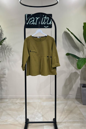 Maglia spacchetto bottoni - Oliva