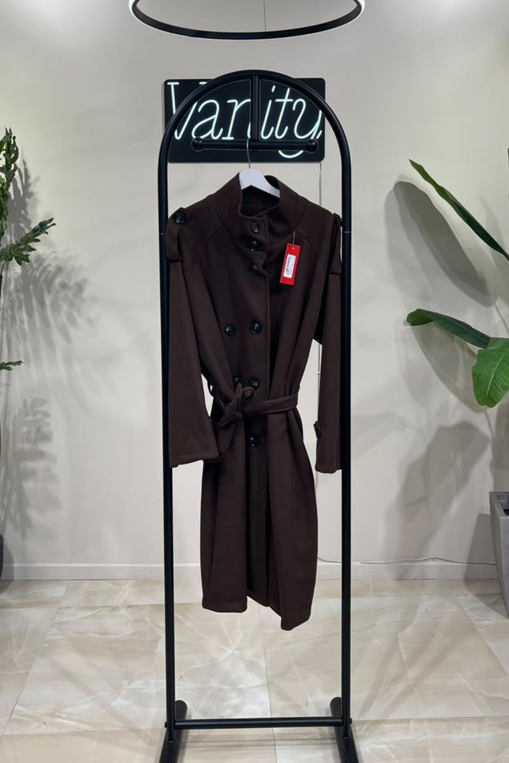 Cappotto effetto doppiopetto - Moro