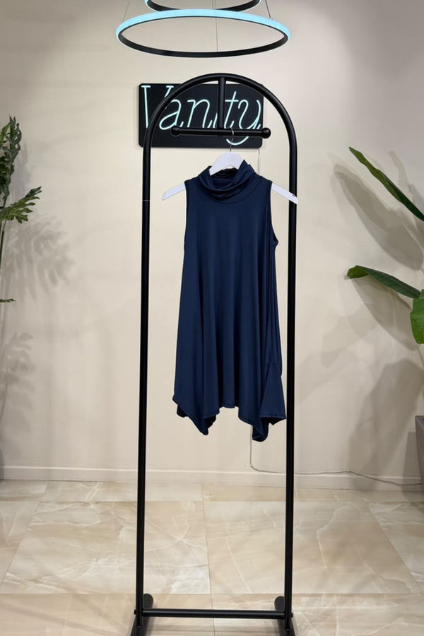 Maglia over buchi spalle - Blu
