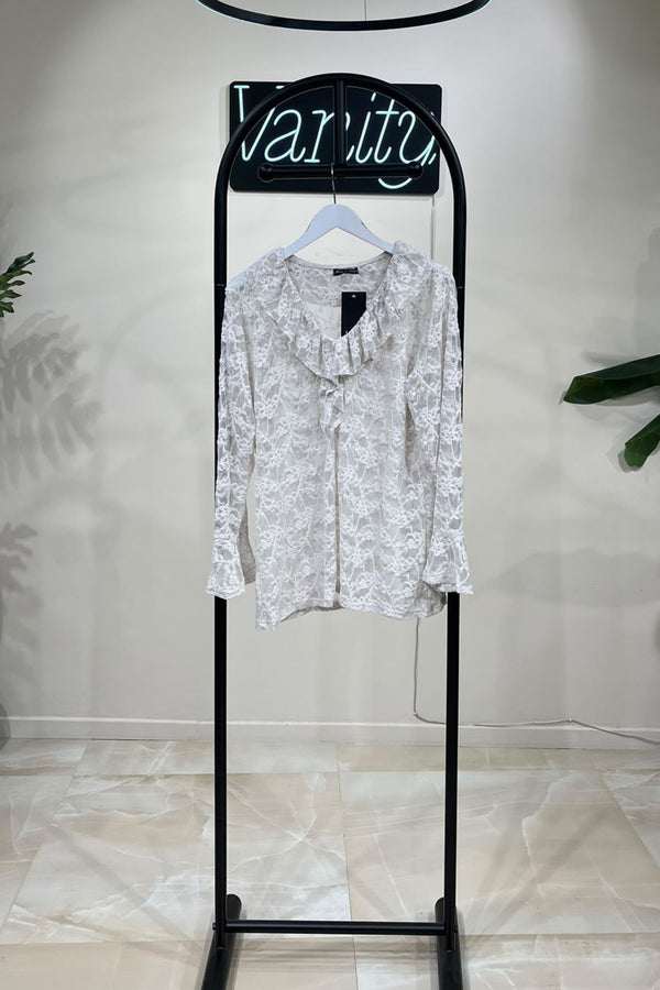 Maglia pizzo rouches - Burro