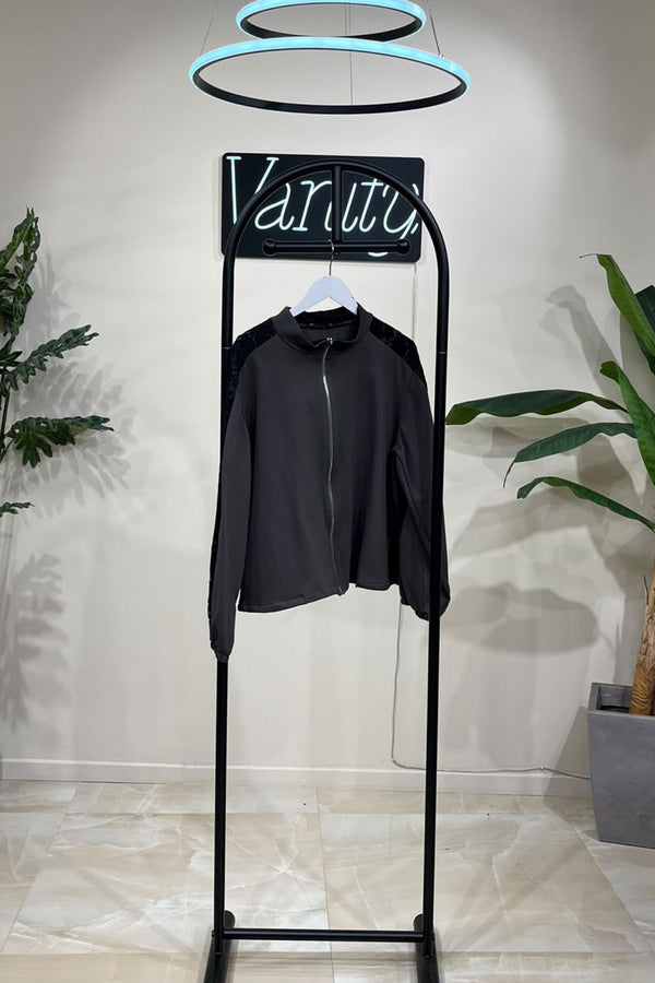 Felpa zip merletto - Militare
