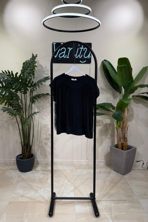 T-shirt frange - Nero