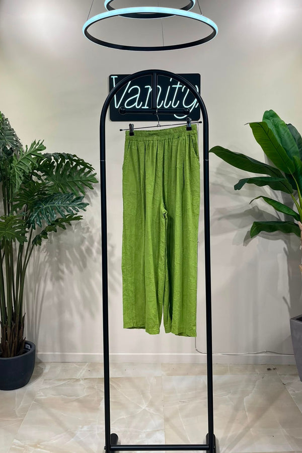 Pantalone garza fiori - Verde mela