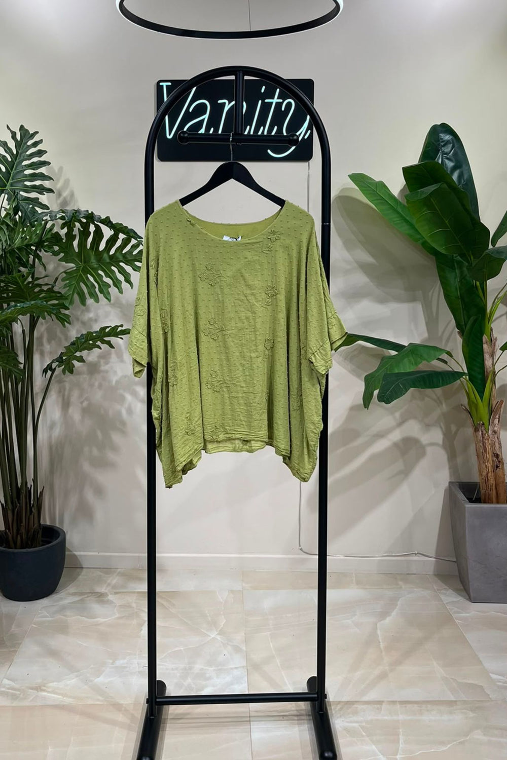 Maglia scatola plumetis - Mela