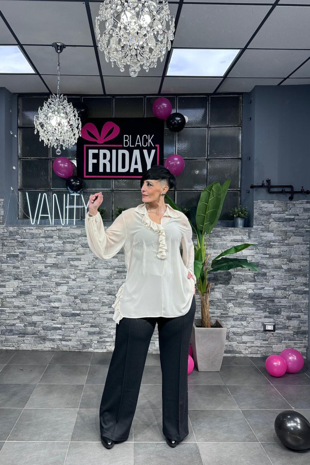 Pantapalazzo gessato - GRIGIO