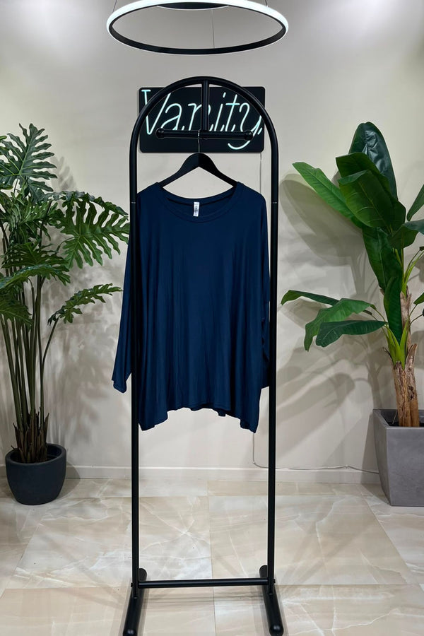 T-shirt scatola over - Blu