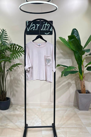 T-shirt tasca cuore - Gesso