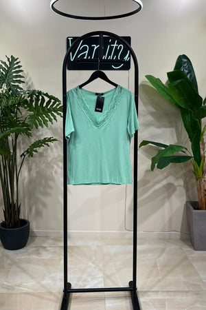 Maglia viscosa merletto - Menta